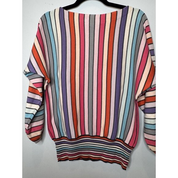 Marc Jacobs Bright Multi Stripe Sweater Boat Neck Cotton Women Medium - Picture 4 of 13